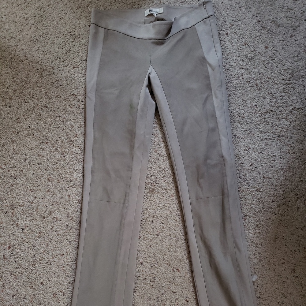 My Tribe leather khaki leggings, L. NWT.